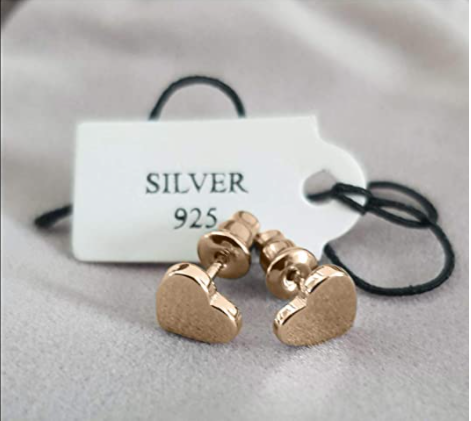 Damen Ohrringe kleines Herz aus 925 Sterling Silber - Gold vergoldet mit 18K Echtgold