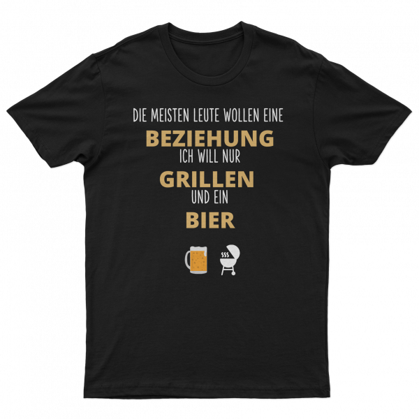 Herren T-Shirt - Beziehung, Grillen, Bier [schwarz]