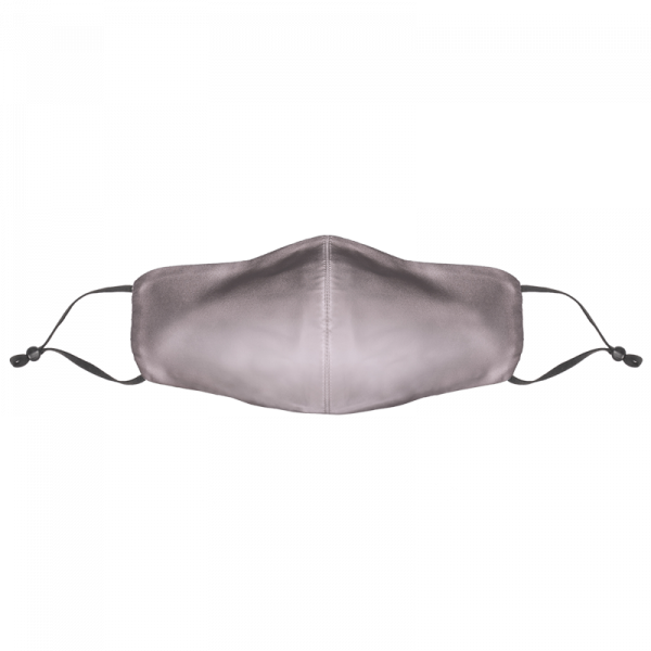 PREMIUM Seidenmaske - grau - mit verstellbaren Ohrenschlaufen aus echter Seide