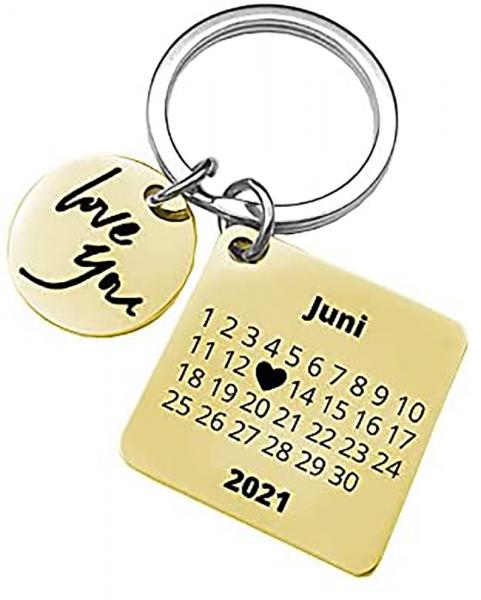 Schlüsselanhänger - Herz-Tag-Kalender [Gold]