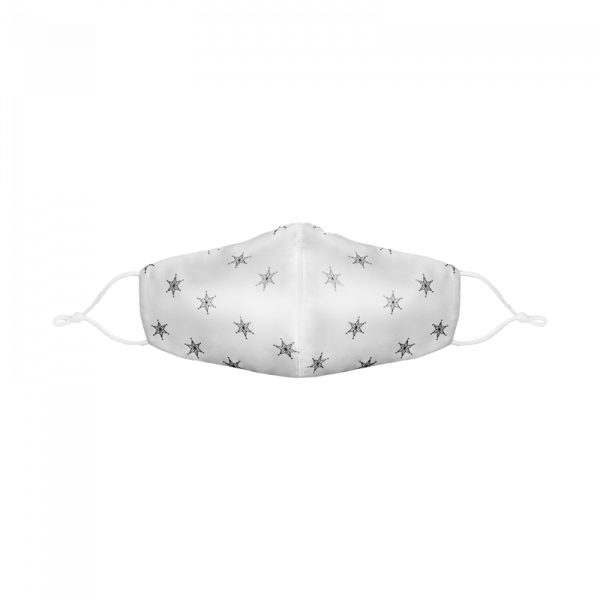 PREMIUM Seidenmaske - Sterne weiß - mit verstellbaren Ohrenschlaufen aus echter Seide