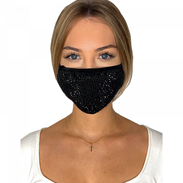PREMIUM Gesichtsmaske - mit Strasssteinen - schwarz