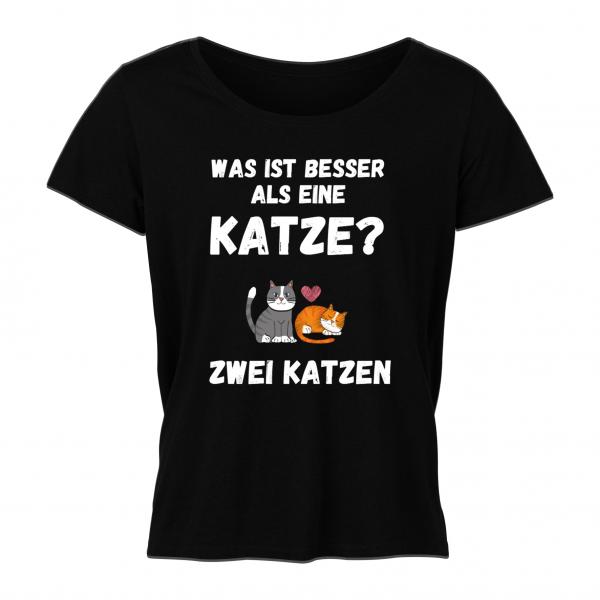 Damen T-Shirt - Zwei Katzen [schwarz]