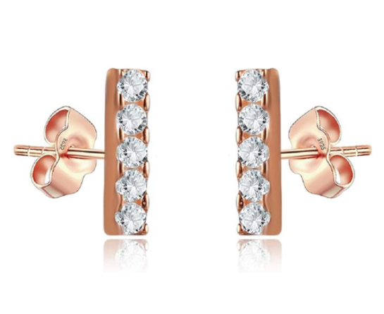 Damen Ohrringe minimalistisch mit Steinen - Ohrstecker aus 925 Sterling Silber