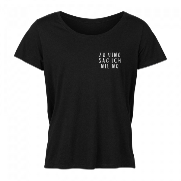 Damen T-Shirt - Zu Vino sag ich nie no [schwarz]