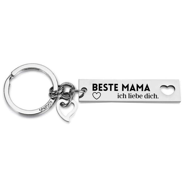 Schlüsselanhänger - schmal mit Herz "Beste Mama" [verschiedene Farben]