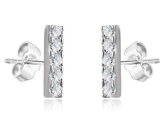Damen Ohrringe minimalistisch mit Steinen - Ohrstecker aus 925 Sterling Silber